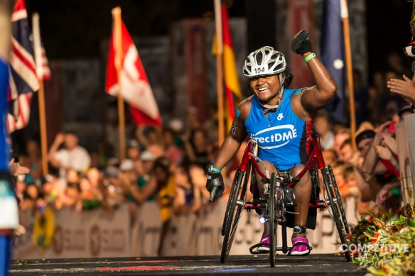 Minda Dentler becomes the first female Wheel Chair finisher - Kona 2013